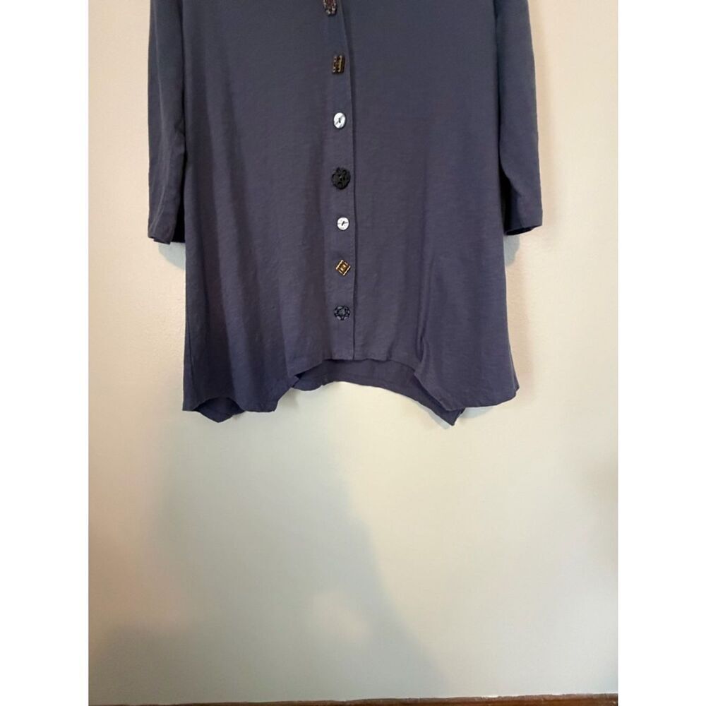 Soft Surroundings Danielle Blouse Blue Decorative Snap Covers Size Large - Picture 5 of 10